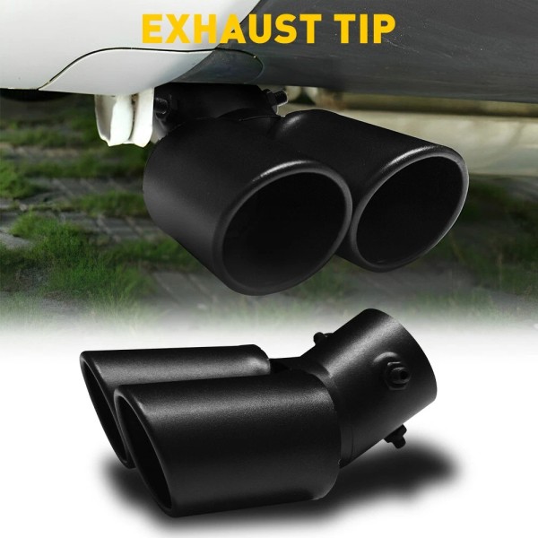 Unbranded Black Car Rear Exhaust Dual Pipe Tail Muffler Tip