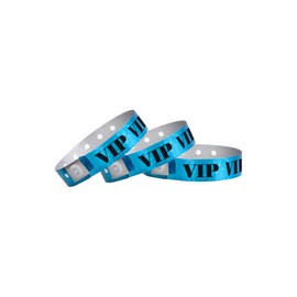 WristCo Holographic Blue VIP Plastic Wristbands - 500 Pack Wristbands for Events