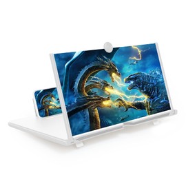 16" Screen Magnifier 3D HD Phone Screen Magnifier Folding Amplifier Bracket Magnifying Desk Holder Movie Video Enlarger for Christmas gadgets Gifts(White)