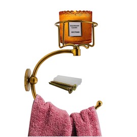 Hand Towel Holder with Vintage Candle Holder for Wall, Towel Hook for Bathroom Wall, Rustic Towel Ring with Elegent Candle Holder, Sturdy Wall Mounted Hanger for Bathroom