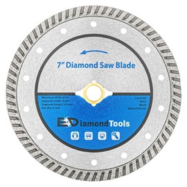 7" Turbo Diamond Saw Blade for Concrete, Brick, Block and Masonry, 10mm Segment Height, 2.5" Cutting Depth, DM 5/8" Arbor