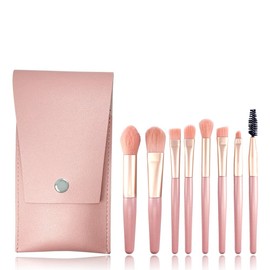 INEI Makeup Brushes, Set of 8 Types, Case Included, Face Brush, Portable, Makeup Tool (Melty Coral)