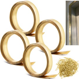 Zonon Spring Bronze Weather Stripping Metal Brass Weather Stripping for Door or Windows Seal with Mounting Spikes(1-1/8 W X 35.6' L,4 Pcs)