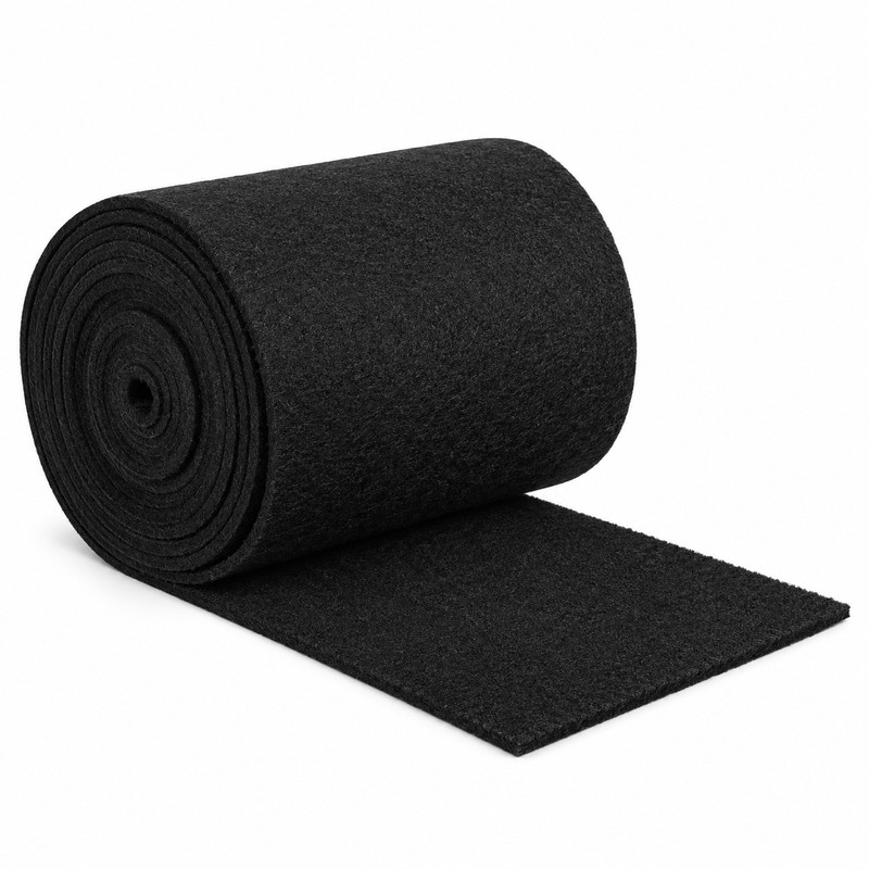 6mm Thick Black Marine Carpet Roll, 16.4FT x 9IN Polyester