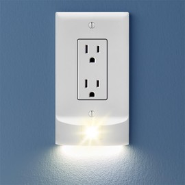 SnapPower 4 Pack StormLight Power Failure Night Light Outlet Cover - Dusk-to-Dawn Sensor LED Light - Up to 6 Hour Battery Backup Emergency Hurricane Lighting (White, Decor)