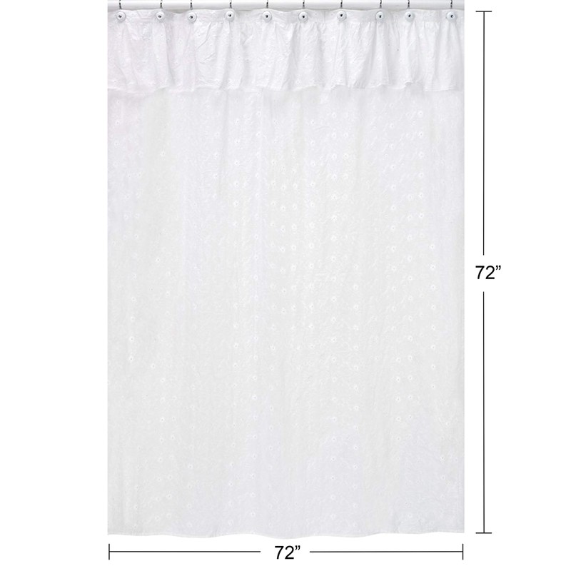 Sweet Jojo Designs White Eyelet Kids Bathroom Fabric Bath Shower