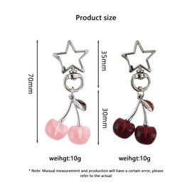 TTPSRY Keychain Y2K Star and Cherry Cute Bag Charm for Women Trendy Phone Pendant Perfect for Backpacks Purses and Everyday Accessories(Deep red + peach)