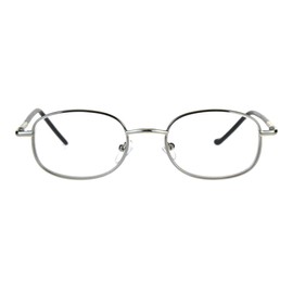 PASTL Clear Glasses Bifocal Reading Lens Small Oval Frame Spring Hinge Silver +2.5