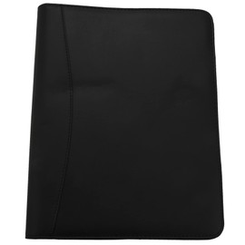 Lrocaoai A4 Leather 3 Ring Portfolio Binder Multipurpose Padfolio with Notebook Pad for Interview & Business, Black
