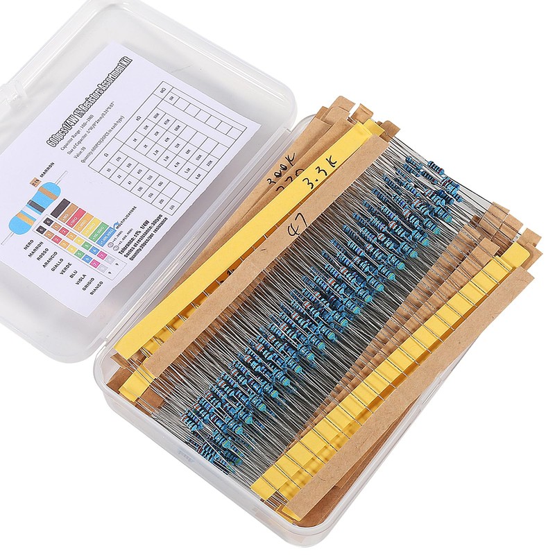 QCCAN 30 Values 1% Resistor Kit Assortment, 1/4W 10 Ohm-1M