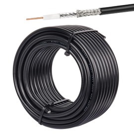 XRDS -RF RG59 Coaxial Cable 50FT, RG59 Dual Shield Cable 75 Ohm Bare Copper Conductor RG59 Cable for Surveillance Camera System Cables CCTV/DVR/TV