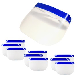 HQRP 10 pack Safety Full Face Shield with Protective Clear Anti-Fog Film Clear Plastic to Protect Face and Eyes with Elastic Band and Comfort Sponge