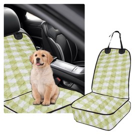 Ziciner Car Front Seat Dog Cover, 600D Waterproof Auto Seat Protector Against Fur & Dirt, Durable Anti-Scratch Non-Slip Seat Pet Cover, Universal Vehicle Accessories for Car Truck SUV (Green)