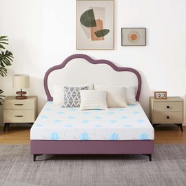 OUUI 5 Inch Full Mattress, Removable Washable Cover with Whales Pattern Cooling Memory Foam Medium Feel, Bed-in-a-Box, CertiPUR-US Certified, White/Blue