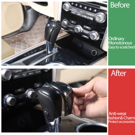 Moittellc Gear Shifter Head Cover Compatible with Nissan Pathfinder 2013-2018, Center Console Gear Shift Knob Hand Brake Cover Decorative Protection Sticker Accessories(B Carbon Fiber Pattern)