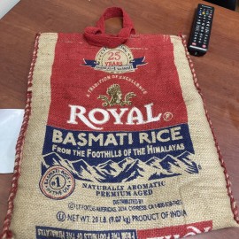 Royal Basmati Rice Bag 20lbs Burlap Handles Zipper Heavy Duty 25th Anniv NO RICE