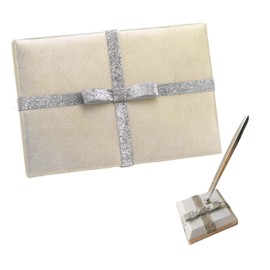 Paper Frenzy Gold and Silver Metallic Sparkle Wedding Guest Book and Pen Set