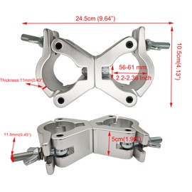 Pro-Swivel Truss Clamp, 2-1/5 to 2-2/5 Inches Heavy Duty 1650lbs Swivel Coupler Truss Clamps, Dual Head Turn As Needed Two 360 Degree Lighting Clamps, Fit Pipe/Truss OD 56-61mm