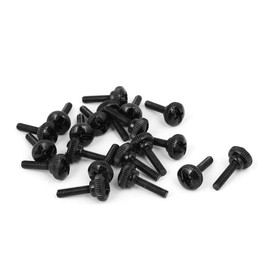 Sourcingmap M3 x 12mm Knurled Phillips Head Thumb Screw Black 20pcs for Computer PC Case