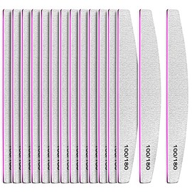 15pcs Professional Nail Files 100/180 Grit, FANDAMEI Premium Nail Boards Double Sided Fingernail Files, Nail Buffer Files Emery Boards for Nails Pet Manicure Tools Files Home & Salon Use, Half-Moon
