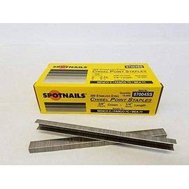 Long Stainless Steel Spotnails 22 GA C04SS, 87004SS Staples 3/8" Crown by 1/4"