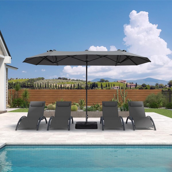 PURPLE LEAF 13ft Patio Market Umbrella with Base Double-Sided Rectangle