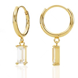Maison Sophie ® Earrings 925 Silver Hoop Earrings Gold with (Colourful) Pendant or Hanging Waterproof Jewellery Women Multiple Gold-Plated with 18 Carat for Long Durability Recycled Silver Elegant