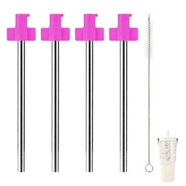 4pcs Replacement Straws Compatible with Brumate Resa 35oz Tumbler, BPA Free Reusable Stainless Steel Straw with Cleaning Brush, Easy to Clean (Purple)