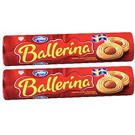 Ballerina Swedish Cookies- Vanilla & Chocolate Cookies With Hazelnut Cream (Original), 6.7 oz- Pack of 2