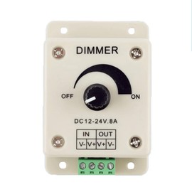 TECHZOCO Dimmer LED Strip Voltage Regulator with Rotary Knob LED Dimmer PWM Dimmer Suitable for LED Strip 5050 3528 DC 12V-24V 8A
