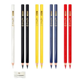 FloraVigo Pack of 9 Tailor's Chalk, Tailor's Chalk Pen, Fabric Chalk, Sewing Pencil, Fabric Marker Pen for Dressmaking, Sewing, Notes, Crafts (2 Red, 2 Blue, 2 Yellow, 2 Black, 1 White)