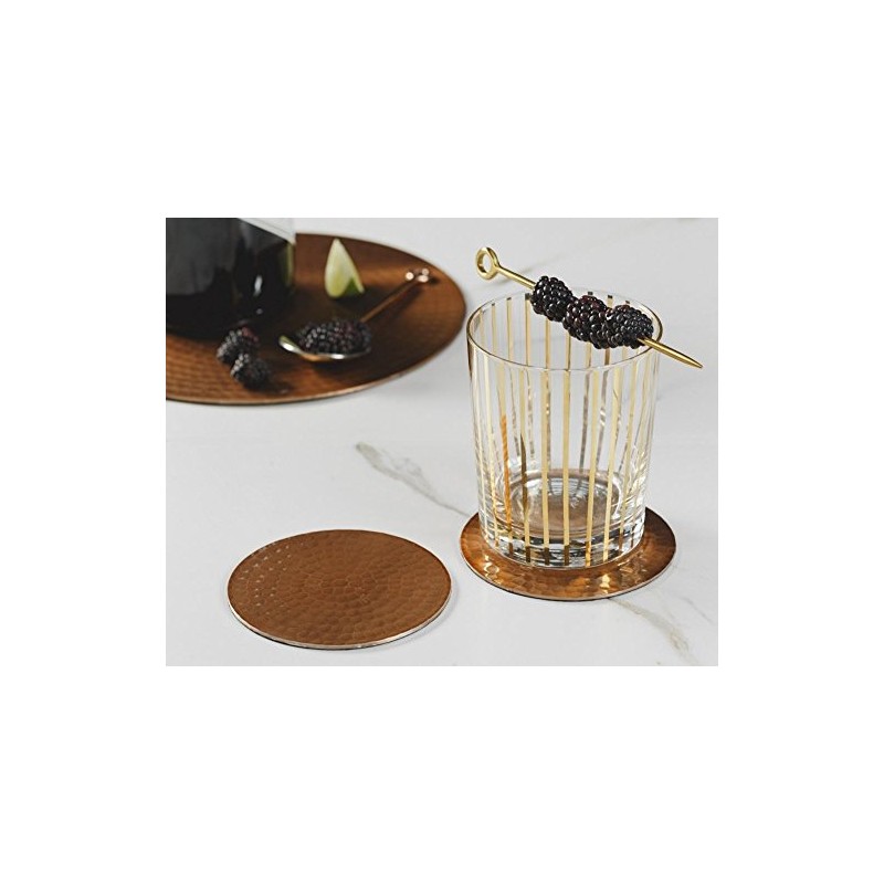 The Just Slate Company 4 Flat Hammered Copper Coasters, Cooper