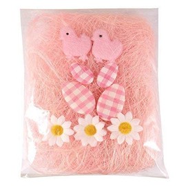 PINK Easter Bonnet Decorating Kit 10 Piece Chicks Eggs Flowers & Grass Craft Pack