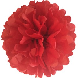 10"/25CM Pack of 10 tissue paper pompoms Wedding party decorations over 20 colours to choose pom pom (Red)