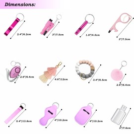 VOVCIG Safety Keychain Set for Women,12 Pcs Cute Keychains Set Food Grade Silicone Beaded Wristbands,Gifts for Women and Girls
