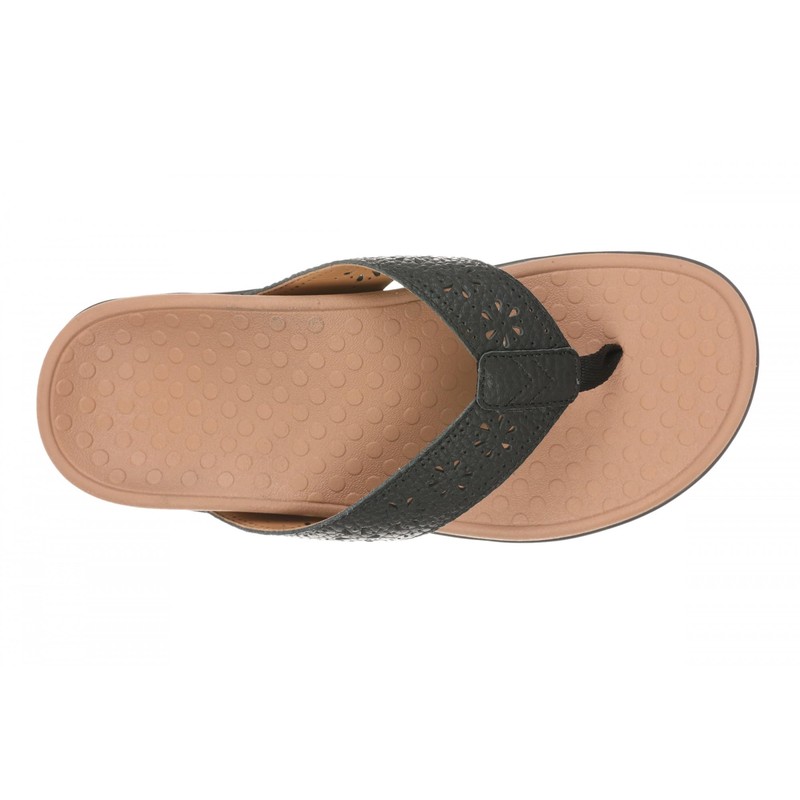 Vionic Shona Womens Supportive Sandal Flip Flops Black - 6