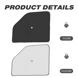 ULROLIT Front Side Window Sun Shade with Suction Cups for 1992-2025 Fo-rd E-Series E-150 E-250 E-350 E-450 Van Motorhome, Foldable Window Sunshade Sun Visor, Side Window Shades Blocks UV Rays Heat