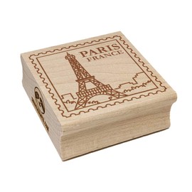 Paris France Eiffel Tower Destination Travel Square Rubber Stamp for Stamping Crafting - 1.25in Small