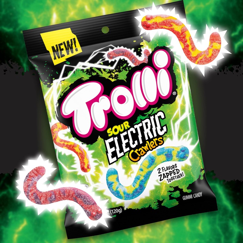 Trolli Electric Crawlers, Sour Gummy Candy, 4.25 Ounce Bags (Pack