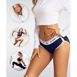 BAJAOEY Women's Cotton Underwear Womens Cheeky Panties for Women Soft Comfy Ladies Bikini Hispter 5 Pack S-XL