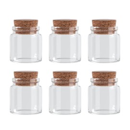 Danmu 50ml Mini Glass Bottles, Mini Bottles, Jars with Wood Cork Stoppers, Wish Bottles, Message Bottles for Wedding Favors, Baby Shower Favors, DIY Craft 6 Pack