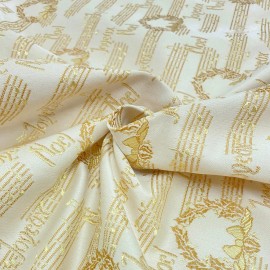 Plankroad Gold Embroidered Christmas Hymns Silk Upholstery Fabric 54"
