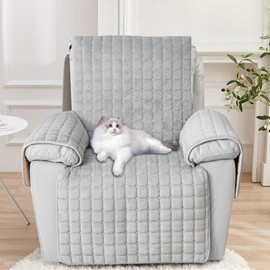 Recliner Chair Covers with Pockets - Soft Washable Waterproof Armchair Slipcovers with Adjustable Straps Buckles, Furniture Protector for Pets & Kids Reclining Chair and Electric Chair Cover (Gray）