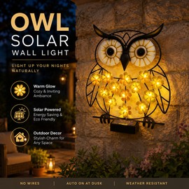 Owl Solar Wall Light for Outdoor Decor – Weatherproof Metal LED Lamp for Garden, Fence & Patio