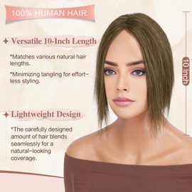 RUWISS Hair Toppers Real Hair for Women Real Hair Topper Brown with Blonde Highlights Straight Hair Topper Clip in Hairpiece without Fringe for Women