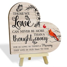 Those We Love Don't Go Away Heart Shaped Wood Table Signs for Loss of Mother Sympathy Gifts Wood Plaque with Wood Stand Condolences Gifts Grieving Gifts Bereavement Gifts for Loss of Loved One - L903