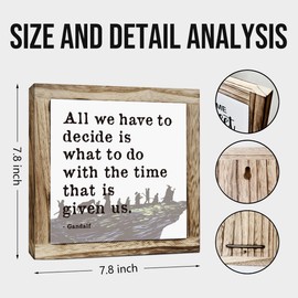 Rustic Wood Sign, Wooden Plaques Sign Table Decor, Farmhouse Home Decor, Office Decorate, Motivational Desk Decorate Signs 7.8×7.8×0.67inches, All We Have to Decide is What to Do With The Time Signs