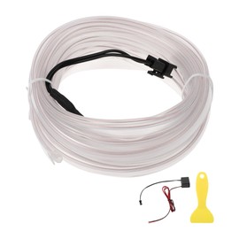 A ABSOPRO 5m EL Wire Cable LED Glow String Light Car Interior Lighting Strip Flexible Neon Light for Car Decoration Wiring Driver(12v) White