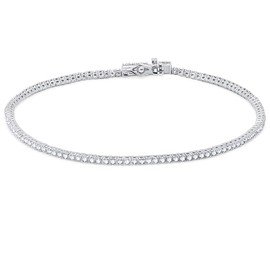 1.3mm Delicate Round Cut AAA Cubic Zirconia Tennis Bracelet for Women in 925 Sterling Silver Unique Gif for her - 7" Inch Length, 7 inch, Metal, cubic-zirconia
