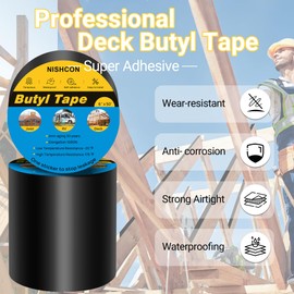 NISHCON Butyl Sealant Tape, 6 Inch X 50 Feet RV Roof Tape Black, Stop Camper Roof Leaks, Self-Adhesive, UV-Resistant, Weatherproof and Reliable, 2 Rolls